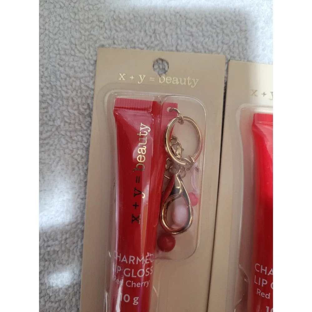 x + y = beauty Charmed Lip Gloss Women 3pk Red Brown NEW Keychain Charm 10g Each
